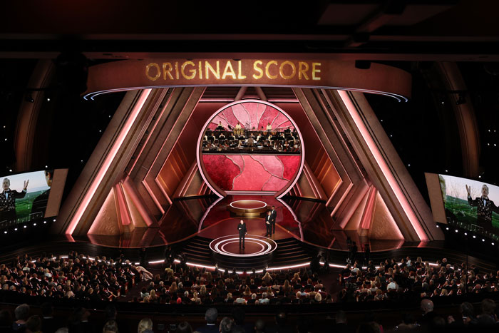 Oscars 2025: A view of the stage during the Original Score award presentation. Oscars 2025: A view of the stage during the Original Score award presentation.