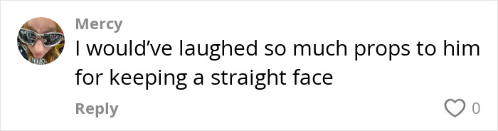 Comment from user Mercy about keeping a straight face regarding a new work outfit at Paris Fashion Week. Comment from user Mercy about keeping a straight face regarding a new work outfit at Paris Fashion Week.