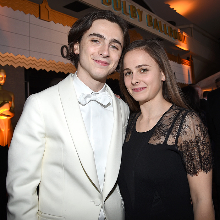 Timothée Chalamet with his sister at a formal event, both smiling. Timothée Chalamet with his sister at a formal event, both smiling.
