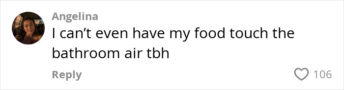 Comment reacting to Benny Blanco's shower habit, expressing disgust over food touching bathroom air. Comment reacting to Benny Blanco's shower habit, expressing disgust over food touching bathroom air.