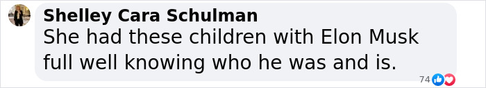 Comment mentioning Elon Musk and privacy concerns about his children. Comment mentioning Elon Musk and privacy concerns about his children.