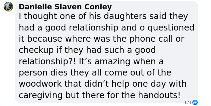 Comment discussing family relationships and inheritance issues related to Gene Hackman's fortune. Comment discussing family relationships and inheritance issues related to Gene Hackman's fortune.