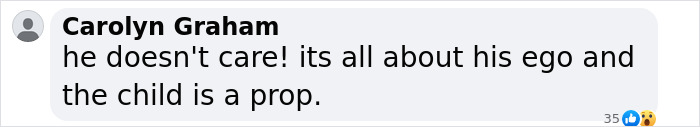 Comment criticizing Elon Musk for using son publicly, calling the child a prop. Comment criticizing Elon Musk for using son publicly, calling the child a prop.