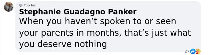 Comment about parental relationships in a social media post discussing inheritance. Comment about parental relationships in a social media post discussing inheritance.