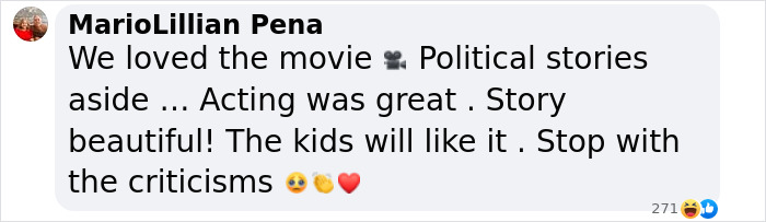 Text from MarioLillian praising the movie and its acting despite criticisms. Text from MarioLillian praising the movie and its acting despite criticisms.