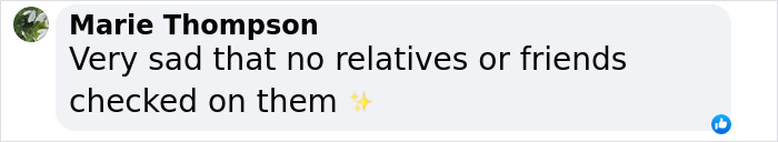 Comment by Marie Thompson expressing sadness over lack of support, related to Gene Hackman's wife's autopsy and rats. Comment by Marie Thompson expressing sadness over lack of support, related to Gene Hackman's wife's autopsy and rats.