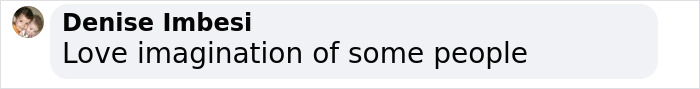 A Facebook comment by Denise Imbesi appreciating a humorous prank. A Facebook comment by Denise Imbesi appreciating a humorous prank.