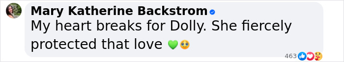 User comment expressing sympathy for Dolly Parton and her husband's passing. User comment expressing sympathy for Dolly Parton and her husband's passing.