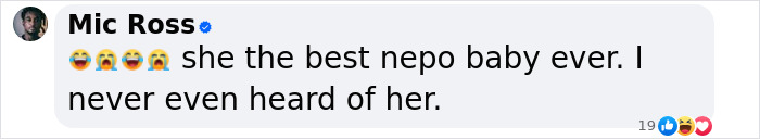 Social media user calls someone the best nepo baby ever, expresses surprise. Social media user calls someone the best nepo baby ever, expresses surprise.