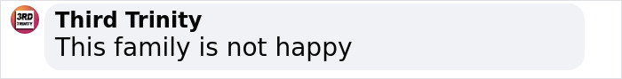 Text on a white background with "Third Trinity" and "This family is not happy" relating to Will Smith's "Napping Day" controversy. Text on a white background with "Third Trinity" and "This family is not happy" relating to Will Smith's "Napping Day" controversy.