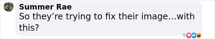 Social media comment questioning image strategy, expressing skepticism with the phrase "So they're trying to fix their image...with this? Social media comment questioning image strategy, expressing skepticism with the phrase "So they're trying to fix their image...with this?