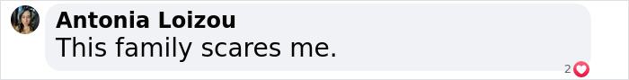 Comment by Antonia Loizou reads, "This family scares me," related to Will Smith controversy. Comment by Antonia Loizou reads, "This family scares me," related to Will Smith controversy.