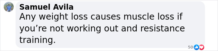 Comment on muscle loss with weight loss, sparking debate on beauty standards. Comment on muscle loss with weight loss, sparking debate on beauty standards.