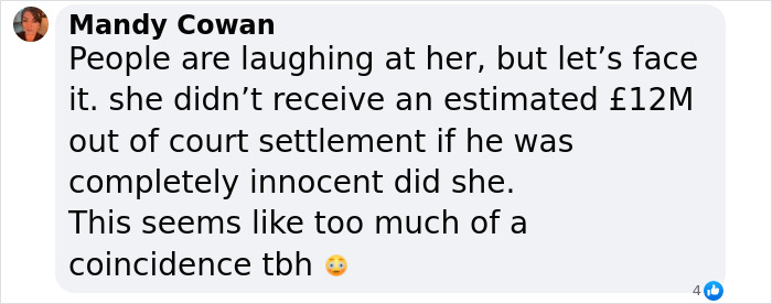 Text image discussing Prince Andrew's accuser and a significant settlement, questioning coincidence. Text image discussing Prince Andrew's accuser and a significant settlement, questioning coincidence.