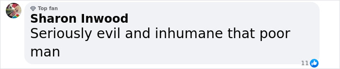 Text saying "Seriously evil and inhumane that poor man" relating to an imprisoned stepson. Text saying "Seriously evil and inhumane that poor man" relating to an imprisoned stepson.