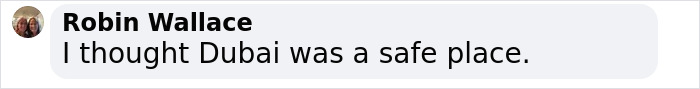 Comment questioning safety in Dubai, related to model's fall and claims of injuries. Comment questioning safety in Dubai, related to model's fall and claims of injuries.