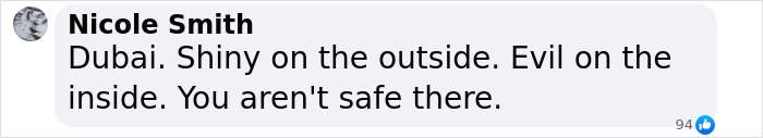 Comment discussing safety concerns in Dubai. Comment discussing safety concerns in Dubai.