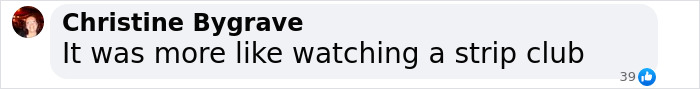 Comment on Sabrina Carpenter's Brit Awards performance comparing it to a strip club. Comment on Sabrina Carpenter's Brit Awards performance comparing it to a strip club.