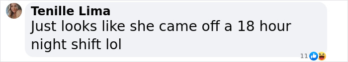 Comment comparing "Scrubs" star's look to a tired 18-hour shift. Comment comparing "Scrubs" star's look to a tired 18-hour shift.