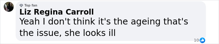 Fan comment expressing concern over “Scrubs” star's post-divorce appearance. Fan comment expressing concern over “Scrubs” star's post-divorce appearance.