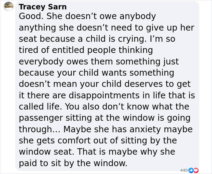 Social media comment discussing the viral flyer incident about refusing to give up a plane seat. Social media comment discussing the viral flyer incident about refusing to give up a plane seat.
