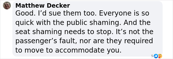 Comment defending viral flyer who faced public shaming over seat refusal consequences. Comment defending viral flyer who faced public shaming over seat refusal consequences.