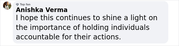 Facebook comment by user discussing accountability amidst actor scandal. Facebook comment by user discussing accountability amidst actor scandal.