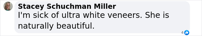 Comment supporting Aimee Lou Wood's natural beauty, opposing white veneers. Comment supporting Aimee Lou Wood's natural beauty, opposing white veneers.