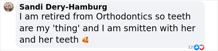 Comment supporting Aimee Lou Wood's teeth with an affectionate emoji. Comment supporting Aimee Lou Wood's teeth with an affectionate emoji.