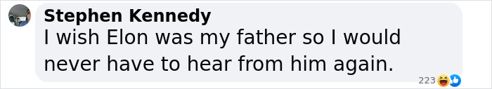 Stephen Kennedy's humorous comment about Elon Musk as a father, reflecting on social media sentiments. Stephen Kennedy's humorous comment about Elon Musk as a father, reflecting on social media sentiments.