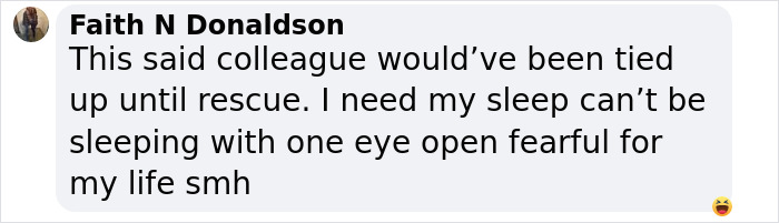 Faith N Donaldson's comment discussing a colleague's behavior in Antarctica base incident. Faith N Donaldson's comment discussing a colleague's behavior in Antarctica base incident.