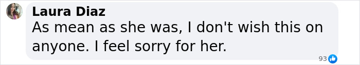 Comment from Laura Diaz expressing sympathy over facial disfigurement news. Comment from Laura Diaz expressing sympathy over facial disfigurement news.