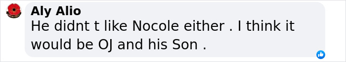Comment discussing O.J. Simpson and son involvement, suggesting alternative culprits. Comment discussing O.J. Simpson and son involvement, suggesting alternative culprits.