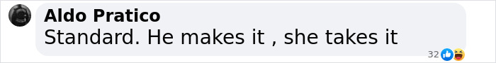 Aldo Pratico comments on divorce snag, stating: "He makes it, she takes it," highlighting the financial aspect. Aldo Pratico comments on divorce snag, stating: "He makes it, she takes it," highlighting the financial aspect.