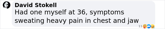 Text message discussing heart attack symptoms like sweating and chest pain. Text message discussing heart attack symptoms like sweating and chest pain.