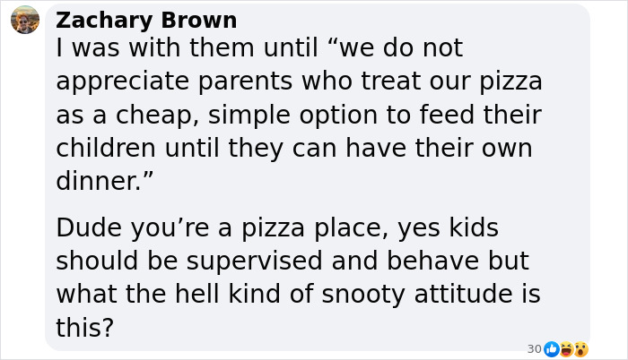 Text message expressing frustration at a pizza place's policy on unruly kids and parents. Text message expressing frustration at a pizza place's policy on unruly kids and parents.