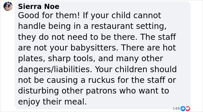 Text message expressing a pizza place's stance on unruly kids in restaurant settings. Text message expressing a pizza place's stance on unruly kids in restaurant settings.