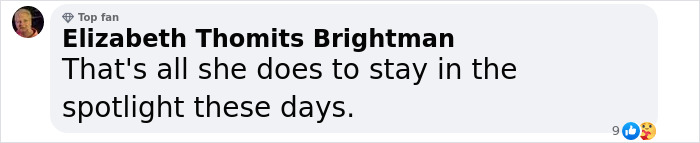 Facebook comment questioning Britney Spears' actions to stay in the spotlight. Facebook comment questioning Britney Spears' actions to stay in the spotlight.