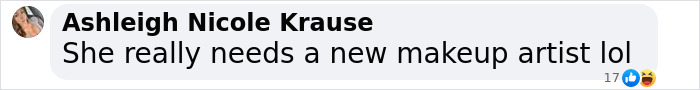 Comment by Ashleigh Nicole Krause saying, "She really needs a new makeup artist lol," under Britney Spears' lingerie photos. Comment by Ashleigh Nicole Krause saying, "She really needs a new makeup artist lol," under Britney Spears' lingerie photos.