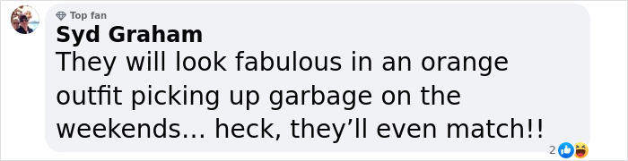Comment about the prom dress heist and the suspect matching in orange picking up garbage. Comment about the prom dress heist and the suspect matching in orange picking up garbage.