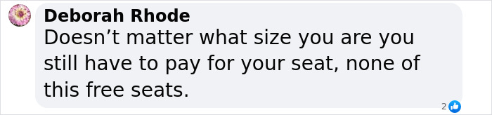 Comment on seat payment for plus-size flyers amid debate. Comment on seat payment for plus-size flyers amid debate.