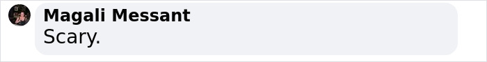 Comment by Magali Messant stating "Scary" related to the American Pie star event. Comment by Magali Messant stating "Scary" related to the American Pie star event.