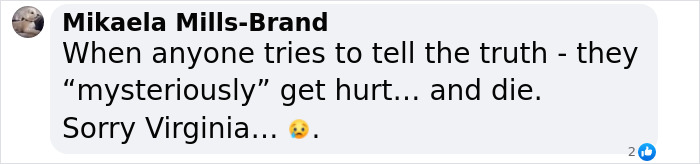 Comment on mysterious injuries after truth-telling about Prince Andrew's accuser. Comment on mysterious injuries after truth-telling about Prince Andrew's accuser.