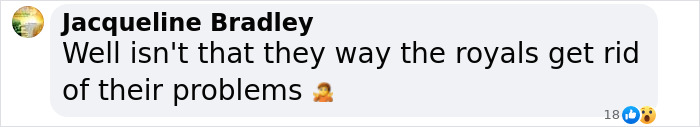 Comment expressing suspicion about royal actions, referencing Prince Andrew's accuser and a car crash incident. Comment expressing suspicion about royal actions, referencing Prince Andrew's accuser and a car crash incident.