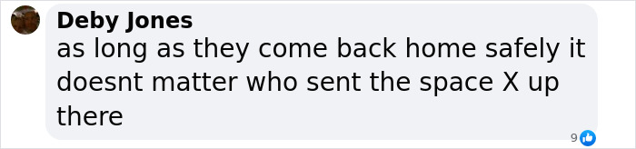 Comment discussing SpaceX mission to bring NASA astronauts home safely. Comment discussing SpaceX mission to bring NASA astronauts home safely.