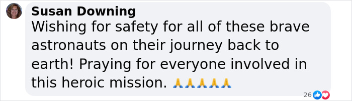 Comment wishing safety for astronauts returning from the ISS mission. Comment wishing safety for astronauts returning from the ISS mission.