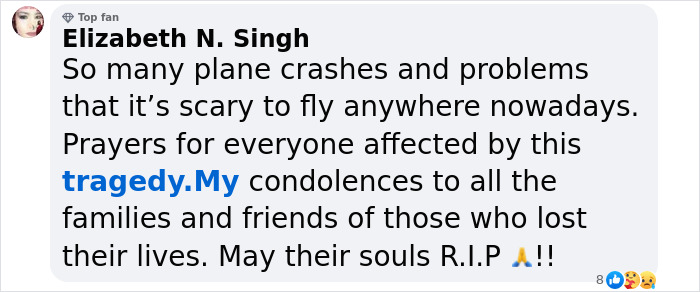 Condolences for tragic plane crash victims, including popular singer, shared by social media user. Condolences for tragic plane crash victims, including popular singer, shared by social media user.