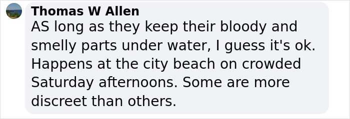 Comment on couples’ behavior at family swimming spot, describing public indecency and lack of discretion. Comment on couples’ behavior at family swimming spot, describing public indecency and lack of discretion.