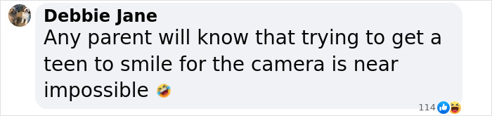 Text exchange about Naomi Watts' daughter's expression, highlighting challenges of making teens smile for the camera. Text exchange about Naomi Watts' daughter's expression, highlighting challenges of making teens smile for the camera.