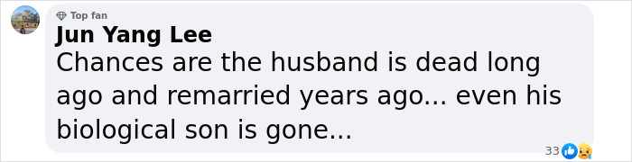 Comment discussing the long wait of a Chinese woman for her husband. Comment discussing the long wait of a Chinese woman for her husband.